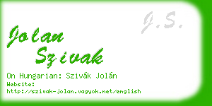 jolan szivak business card